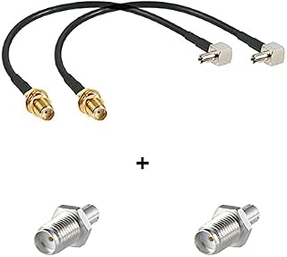 2PCS Adapter+2PCS Cable, SMA Female to TS9 Male Adapter Coax Cable for Wifi 4G LTE Router Netgear AC785 Hsdpa Huawei 2G 3G 4G LTE Antenna Aerial UMTS Mobile Broadband, Supaerial
