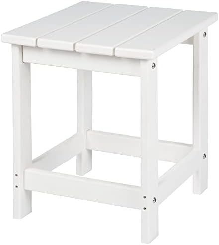 LZRS Adirondack Square Side Table, Pool Composite Patio Table,HDPE End Tables for Backyard,Pool, Indoor Companion, Easy Maintenance & Weather Resistant(White)