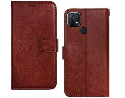 WE3PLUS Oppo A15 Flip Case Wallet Cover Leather Cover | with Card Slots & Stand Feature | Complete Protection Flip Cover for (Oppo A15, A15s, Wallet Flip Case, Brown)