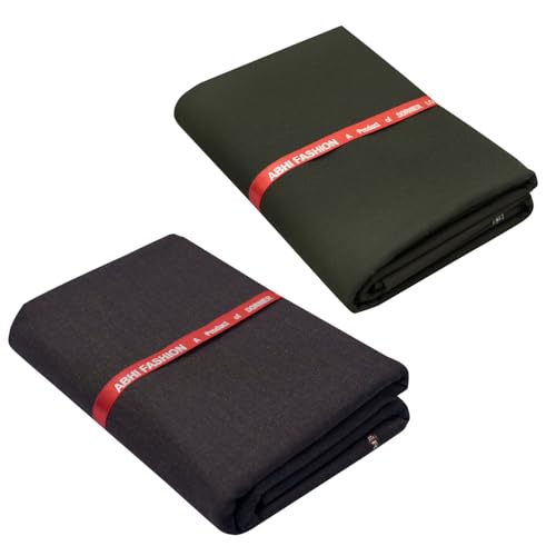 Image of Abhi Fashion Men's Cotton Feel Blend Formal Unstitched Combo Trouser Fabric For Men (Pack Of 2)