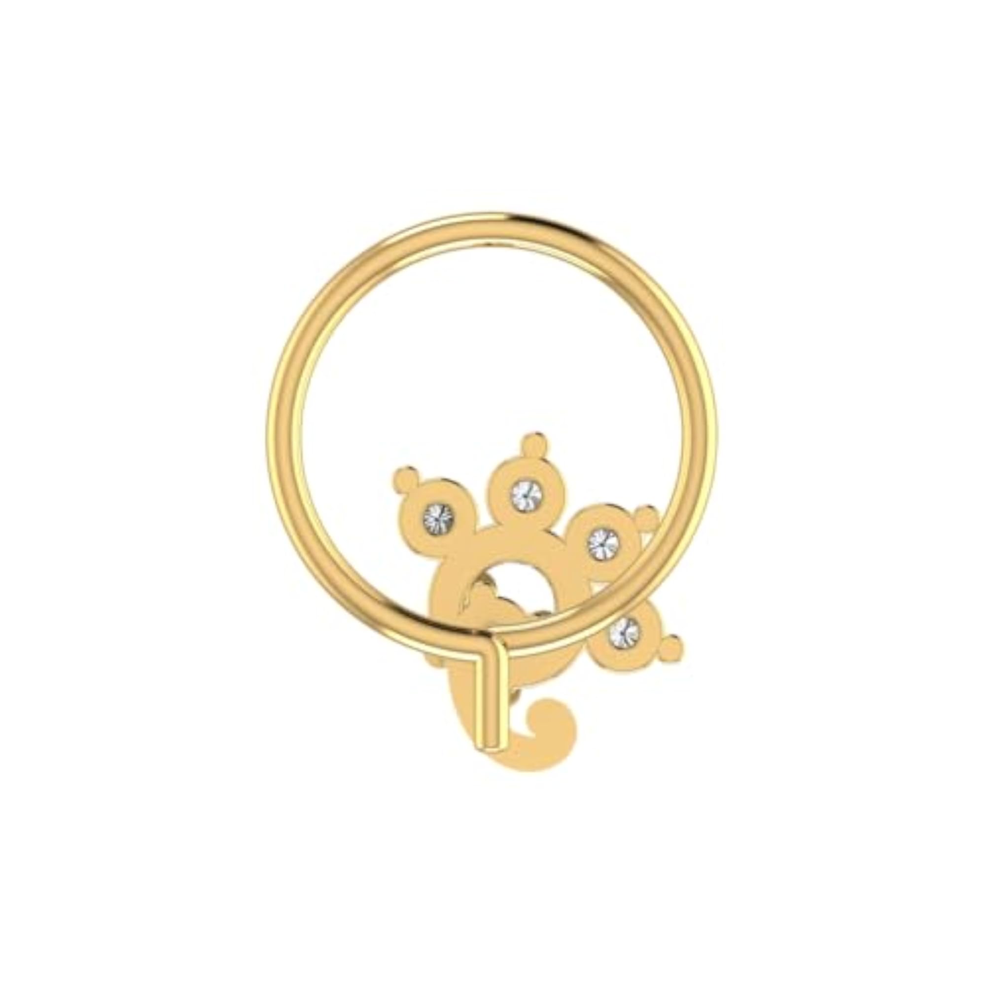 Women's 14Kt Yellow Gold Stud Nosering, Classic