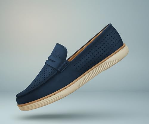 Image of Kraasa Men Denim Causal Loafers | Premium Breathable Upper | Driving Loafers | Lighweight Slip-On's | Soft Cushioned Insole | Super Flexible, Comfortable for Men