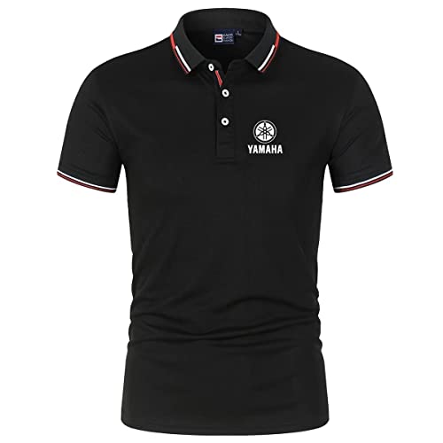 BABQ-HTRS T-shirts pour hommes Polos Polo d'été à manches courtes avec YA-MA.HA T-shirts imprimés T-shirts décontractés(Color: black,Size:L)