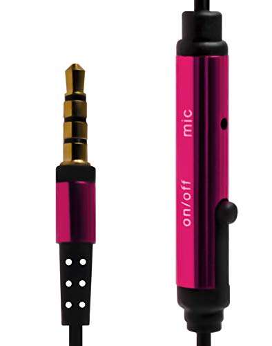 Bastex Universal Earphone/Ear Buds 3.5Mm Stereo Headphones In-Ear Tangle Free Cable With Built-In Microphone Earbuds For Iphone Ipod Ipad Samsung Android Mp3 Mp4 And More-Hot Pink/Black #TOP3