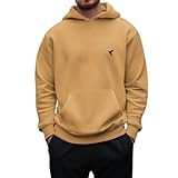 Blusa Moletom Masculino Flanelado Com Capuz Estampa Básica (BR, Alfa, M, Regular, Regular, BEGE)