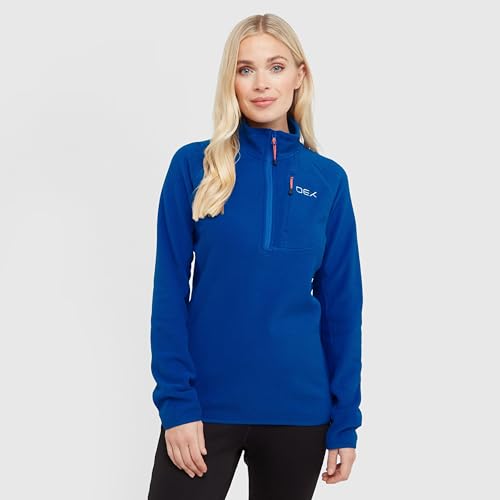 OEX Women's Ardmore Half Zip Fleece, Recycled Microfleece, Active Fit, Lightweight Hiking Layer with YKK Zips, Chest Pocket, Elasticated Cuffs (UK, Numeric, 16, Regular, Regular, Blue)