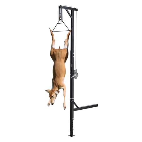 VEVOR Argano per Selvaggina, con Gancio Carico 181,4 kg, Argano per Caccia al Cervo con Ricevitore 50,8 mm, Albero Girevole a 360 Gradi Altezza Regolabile, con Verricello a Padiglione per Scuoiare