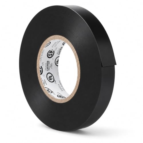 Image of GGR Supplies EL7566-AW Professional Grade Black PVC Electrical Tape, 1 /2 Inch x 66 Feet, 8 Mil, UL /CSA /CE Listed, 600V Flame-Retardant Tape for Wire Insulation, Splicing, Bundling and Maintenance