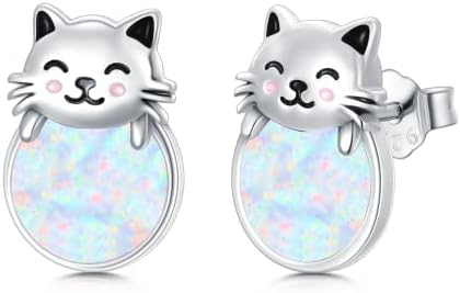 925 Sterling Silver Guinea Pig Otter Dog Axolotl Owl Moonstone Earrings Hoop Earrings Cute Owl Jewelry Christmas for Women Girls