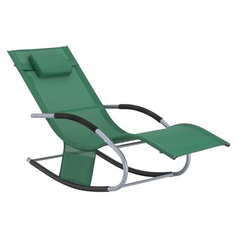 SoBuy Sun Lounger Garden Chair Recliner with Cushioned Pillow & Side Pocket Garden Rocking Chair Cover