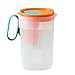 Jarra de plástico con tapa, sin BPA, jarra de agua ecológica, para bebidas calientes/frías, jugo, limonada caliente, tetera de hielo, tetera de hielo 【Naranja 2200ml】
