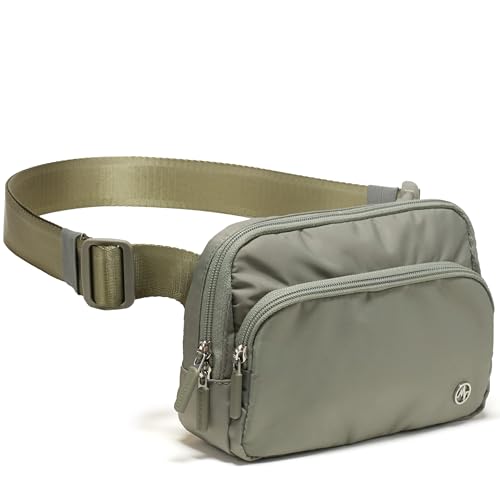 Image of Pander Nylon Crossbody Belt Bag with Excess Strap Keepers, 6-Pocket Adjustable Sling Fanny Pack for Travel and Everyday Carry, Grey Sage