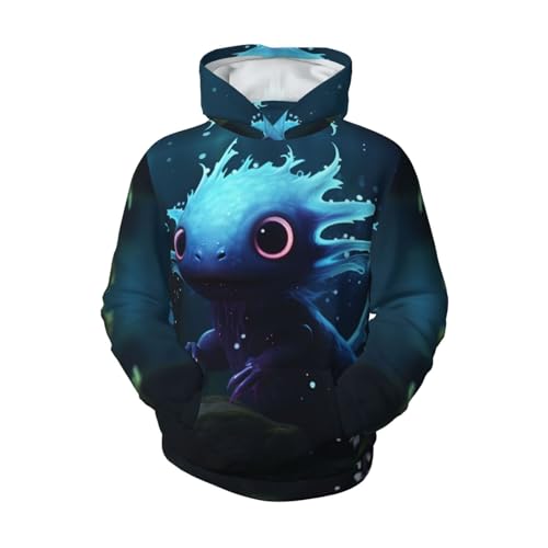 Axolotl Youth Long Sleeve Pocket Hoodie Sweatshirt Kids Pullover Hooded Tops