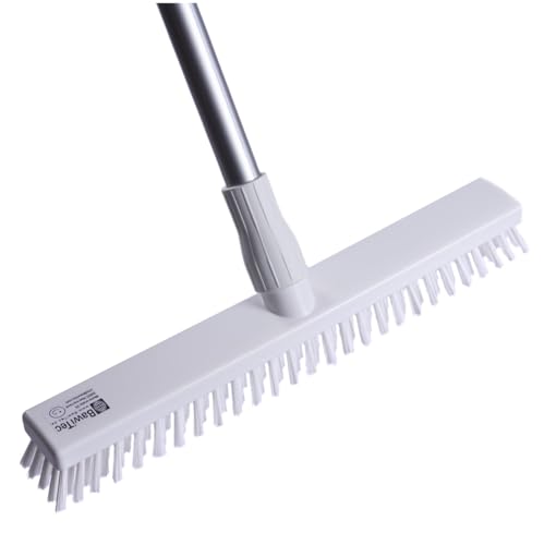 BawiTec Hygiene Schrubber Wischer Hygieneschrubber 40cm Breit mit Aluminiumstiel 145cm HACCP Kunststoff Borsten Kehrbesen Lebensmittel Industrie Profischrubber Hygienewischer (weiß)