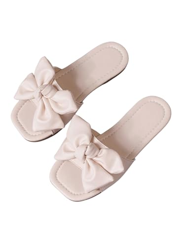 Image of Verdusa Girl's Bows Square Toe Sandals Casual Summer Flat Sandal