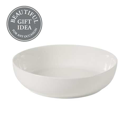 Image of Gibson Home Zen Buffet Pasta Bowls Set of 6, 41oz Porcelain Salad Bowls and Serving Bowls, 8.5 Inch White Bowls, Dishwasher & Microwave Safe