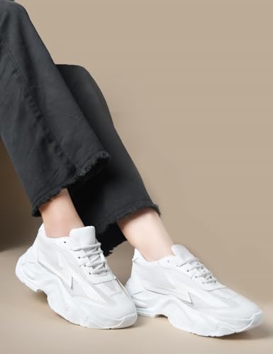 Image of JM LOOKS Women Bold Black & Beige Lightning Sneakers Shoes High-Performance, Stylish, and Built for Comfort