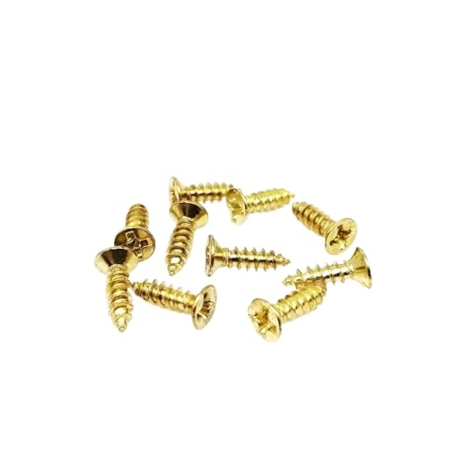 200X M2 M2.6 M3 ゴールデンシルバーブロンズブラックスチールフィリップスフラット皿頭セルフタッピングネジ木製ボックスヒンジ用 QAICHFKS(Golden,2.6x10mm)
