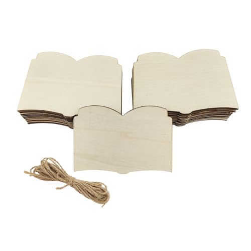 Confezione da 30 sagome in legno per libri aperti da 10,2 cm, in legno non finito, ornamenti da appendere per libri aperti, fai da te, etichette regalo per casa, feste, progetti artigianali