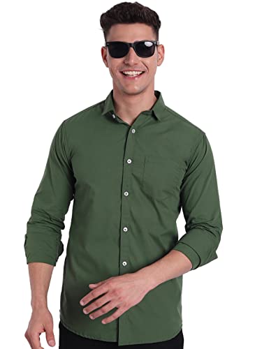 Image of Majestic Man Solid Slim Fit Casual Shirt for Men