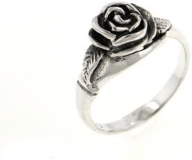 Miniatura 2 de Anillo pequeño de plata de ley con detalle de rosa (tamaños 3, 4, 5, 6, 7, 8, 9, 10, 11, 12, 13, 14, 15)