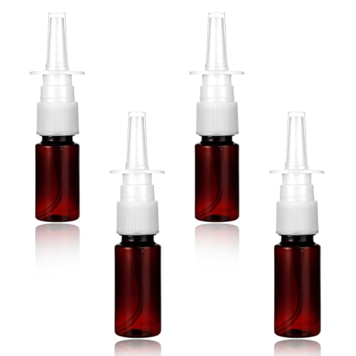 WUMZIRA 4 Piezas Botella de Spray Nasal Vacía, 10/20ml Botella de Pulverización Nasal de Cristal con Boquillas Embudos Pegatinas, para Perfume, Aceites Esenciales, Solución Salina