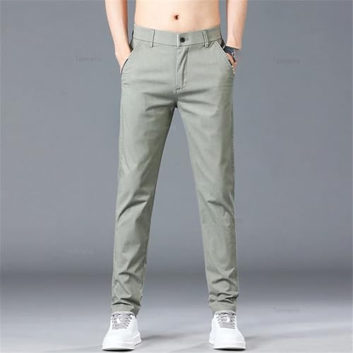Men’s Spring Summer Casual Pants Korean Fashion Thin Soft Elastic Slim Business Trousers2