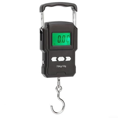 Báscula electrónica de pesca con cinta métrica, ligera y compacta, pesa hasta 75 kg