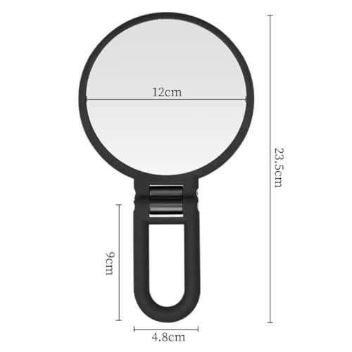 Image of 1X 15X Magnifying Hand Held Mirror,Double Side Folding Hand Mirror for Women with Adjustable Handle,Travel Table Desk Shaving Bathroom (Black)