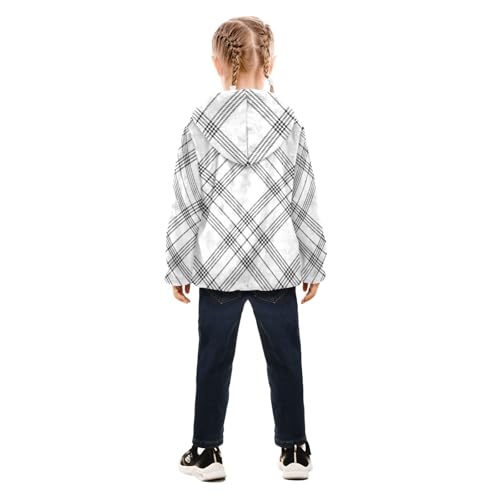 GuoChe Black Buffalo Plaid White Kids Sherpa Jacket4
