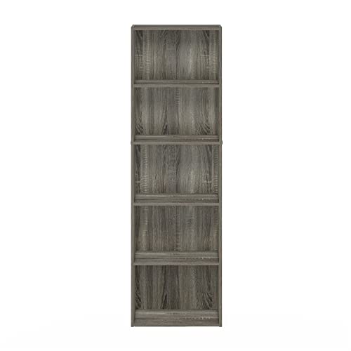 Furinno Luder Bookcase / Bookshelf / Storage Shelves, 5-Tier, French Oak #TOP5