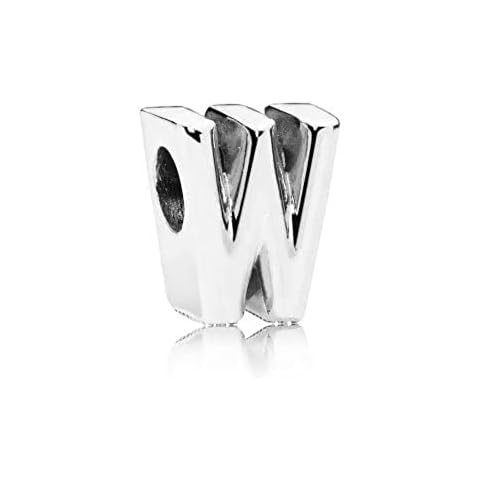 W Letter Alphabet Bead Charm 925 Sterling Silver Pendant,Girl Jewellery Beads Gifts for Women Bracelet Necklace Cover