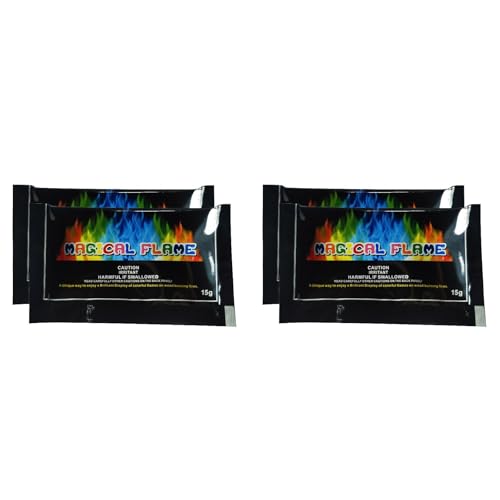 Magisches Flammenpulver, Magische Neon Buntes Feuerpulver Feuerfarbe Mystische Farbwechsel 10/15/25/30G Flamme Pulver für Feuerstellen Kamin Ofen Lagerfeuer (4Pack,15g)