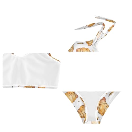 Wusikd Sausage Rolls Girls Swimsuits Two Piece White Swimwear Bikini Set for for Girls Size 3T4