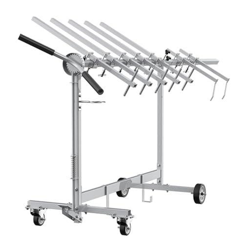 Swivel Auto Body Paint Stand with Telescopic Crossbar, Commercial Car Door Painting Racks for Workshop/Repair Shop/Paint Store, Portable Rolling Spray Painting Rack Cart