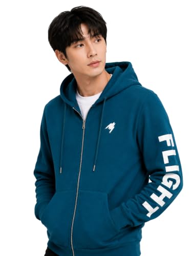 Image of Men's Graphic Zipper Hoodie | Full Sleeve Hooded with Kangaroo Pocket & Drawstring Hood | Casual Regular Fit for Winter, Travel & Everyday Wear