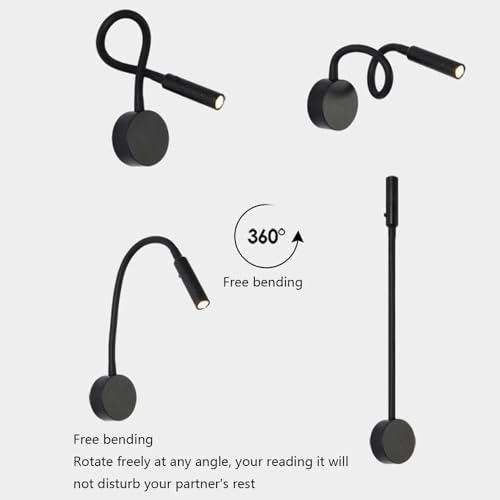 Aplique de pared LED con cuello de cisne flexible y luz de lectura focalizada para dormitorio 2