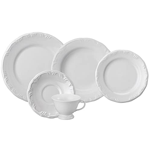 Porcelana Schmidt Serviço de Jantar e Chá 20 peças Relevo Pomerode Branco
