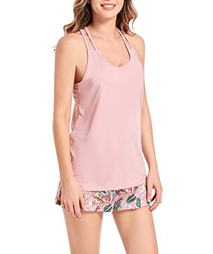 Image of CHUNG Women Camisole Top Shorts Bottom Pajamas Set Loungewear Sleepwear Tank Cross Back Fitness Fashion