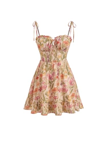 Image of CIDER Floral Dress for Women Summer Mini Sundresses Spaghetti Strap Cute Vacation Dresses Boho Casual Outfits