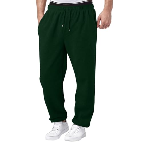 AMDOLE Joggers for Men UK Tracksuit Jogging Bottoms Mens Athletic Sweatpants Running Joggers Sweatpants with Pockets Drawstring Trousers Gym Workout Green-2 M