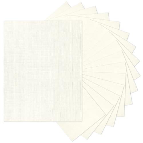 8.5 X 11 Ivory Textured Cardstock Linen Paper, Goefun Light Cream Cardstock Wedding Invitation Cards 80 Lb Linen Paper For Printing, Invitations, Arts &Amp; Crafts And Business Cards, 100 Pack