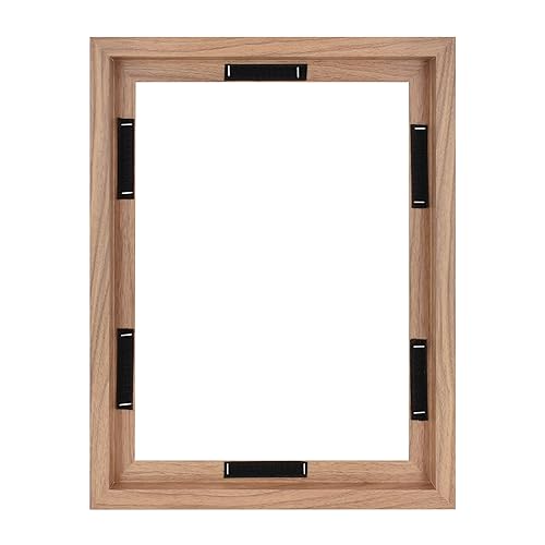 Image of MCS Canvas Float Frames 12x16 Frame, Walnut Woodgrain for Finished Canvases, Vertical & Horizontal Wall Hanging with Adhesive for Canvas Paintings (1-Pack)