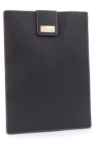 Housse pour ordinateur portable en cuir véritable noir et finitions haut de gamme