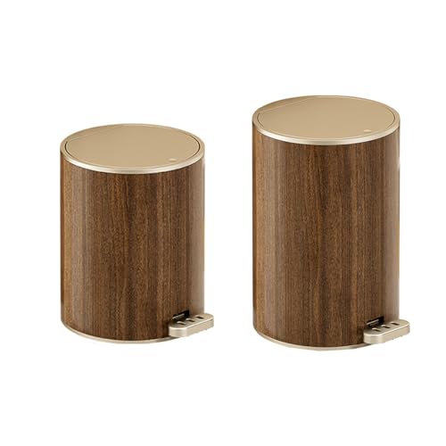 Caneca de basura con tapa y diseño madera 12L miniatura 4