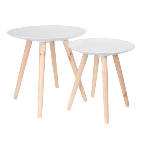 AltoBuy Tania - Tables Gigognes Blanches Motif Gouttelettes