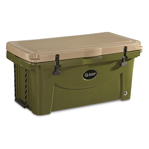 Guide Gear Ice Chest Camping Cooler Large and Rotomolded 90 Quart, Grizzly Bear Resistant Tan/Green