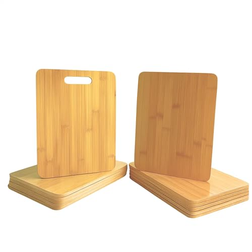 Set of 12, Bulk Wholesale Bamboo Cutting Boards – Thin 12x9' Blank Wood Charcuterie Tray, Grazing Platter for Cheese, Fruits, Veggies, Catering, Engraving Gifts, Resin Epoxy Crafts, Wall Art