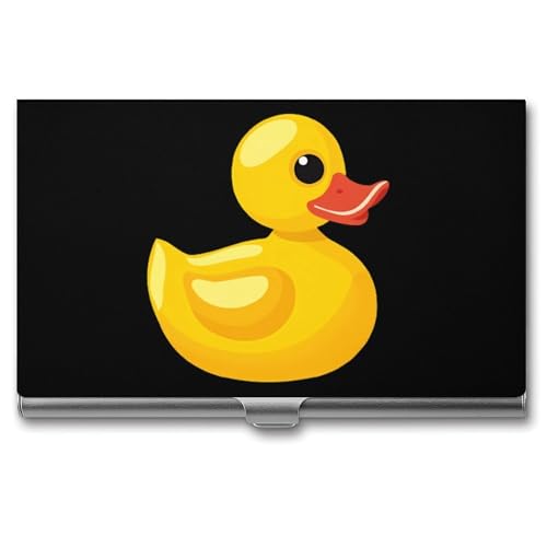 Rubber-yellow-duck Business Card Holder Alloy Multi Wallet Credit Card ID Pocket Name Case