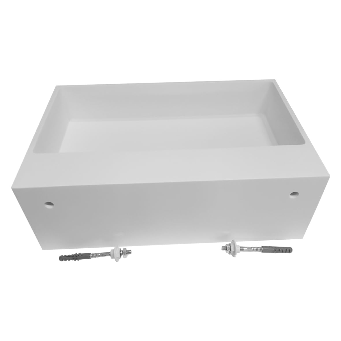BERNSTEIN - Vasque Lavabo Rectangulaire suspendu Blanc mat 60x40x20cm Lave main mural fonte minérale + Porte-serviette, sans Bonde - Design, Robuste & Durable - TWG02
